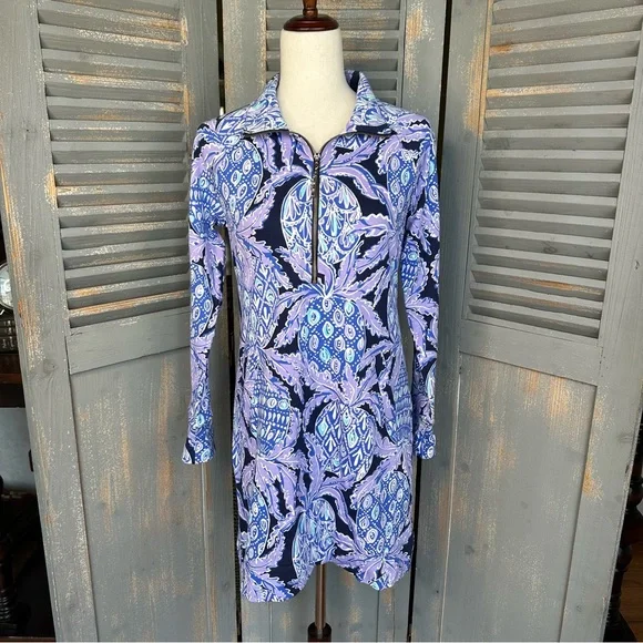 Lilly Pulitzer Skipper Popover Dress UPF 50+ Lilac Verbena Sz S - Picture 2 of 16